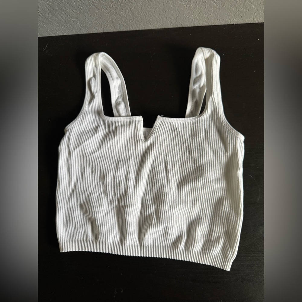 White Ribbed Women's Top